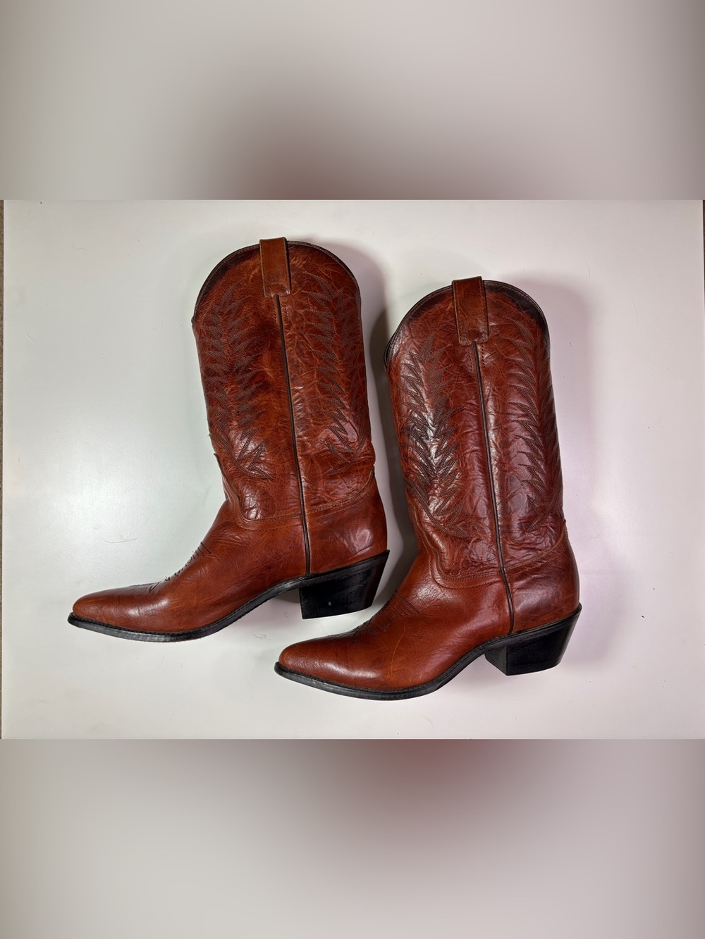 Vintage Diamond J by Justin Boots Women's Western Boots 8B Cognac Leather